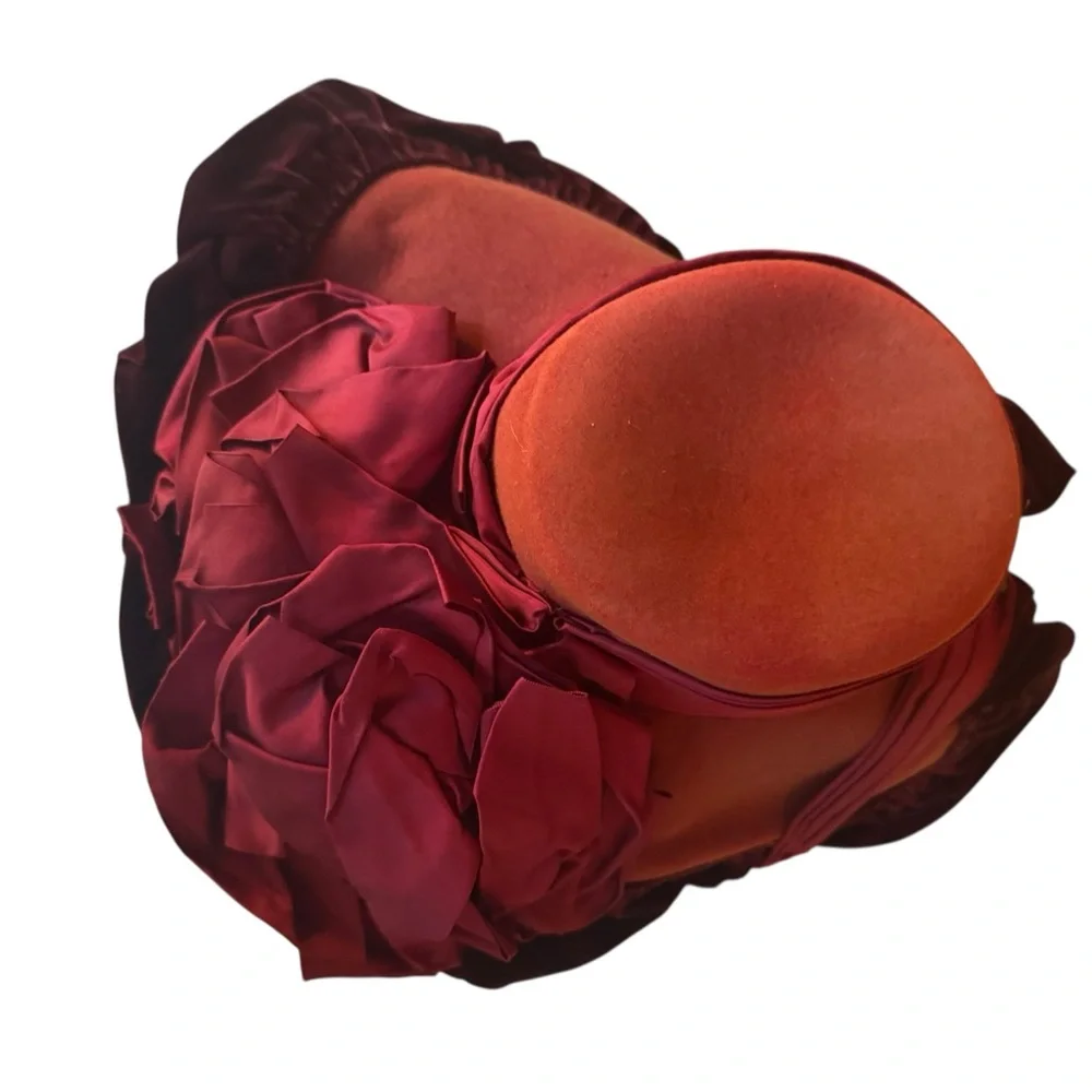 Late 19th/Early 20th Victorian/Edwardian Eras Wide Brim Velvet Trim Prominent Ri - Picture 3 of 11